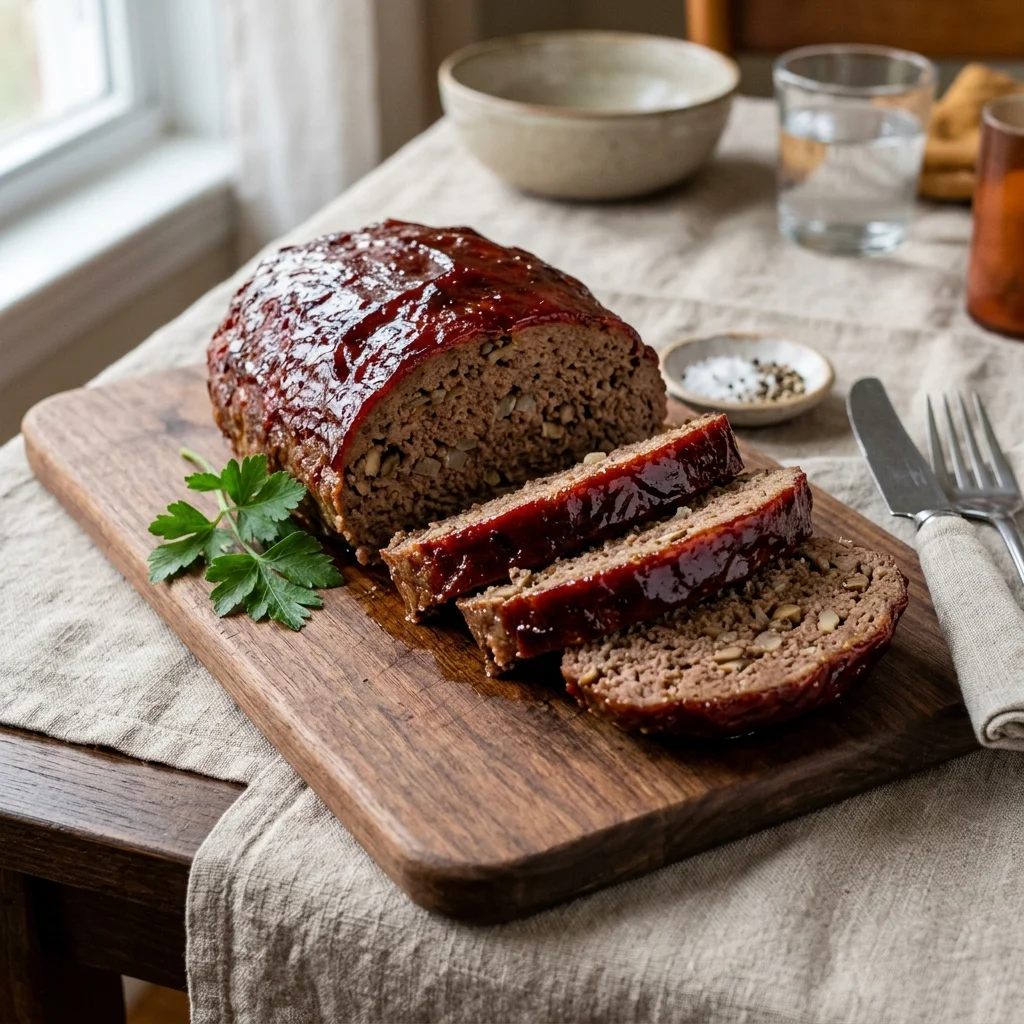 Meatloaf with Mushrooms and Pomegranate Tomato Glaze