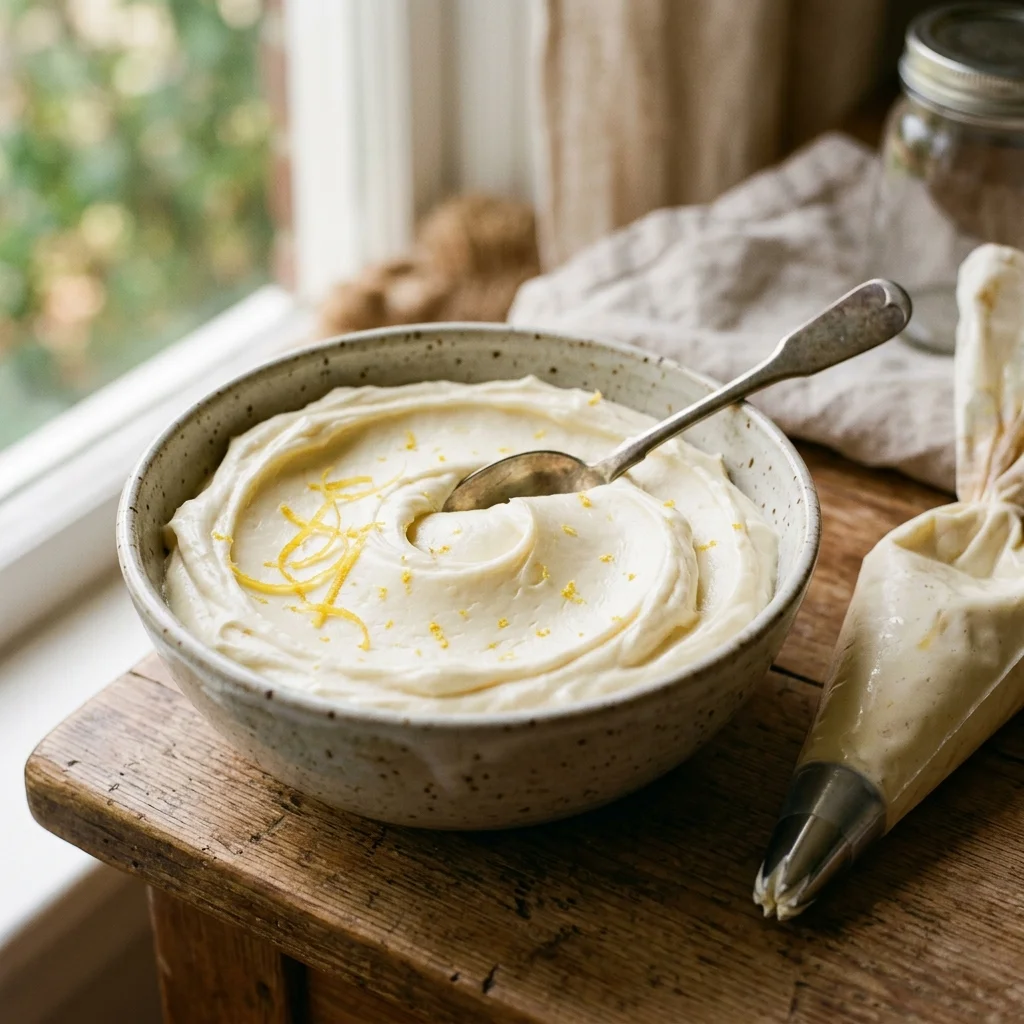 Cream Cheese Frosting with Milk Powder and Lemon Zest
