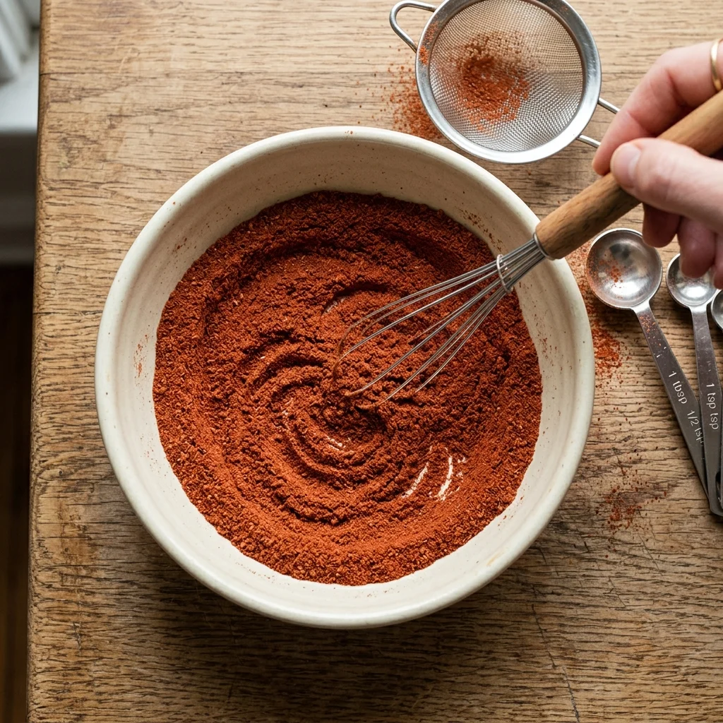 Dry ancho spice mixture whisked until its color is uniform