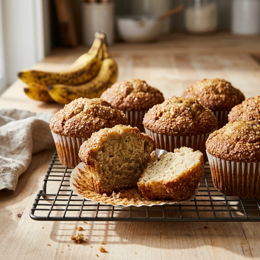 Soft Banana Muffins With Tall Bakery-Style Domes