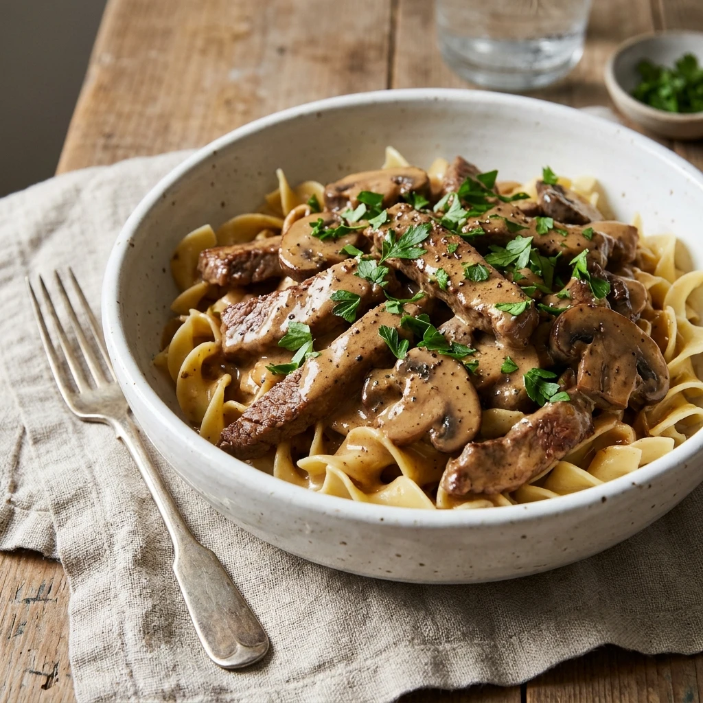 Easy Beef Stroganoff in 45 Minutes with Silky Mushroom Sauce