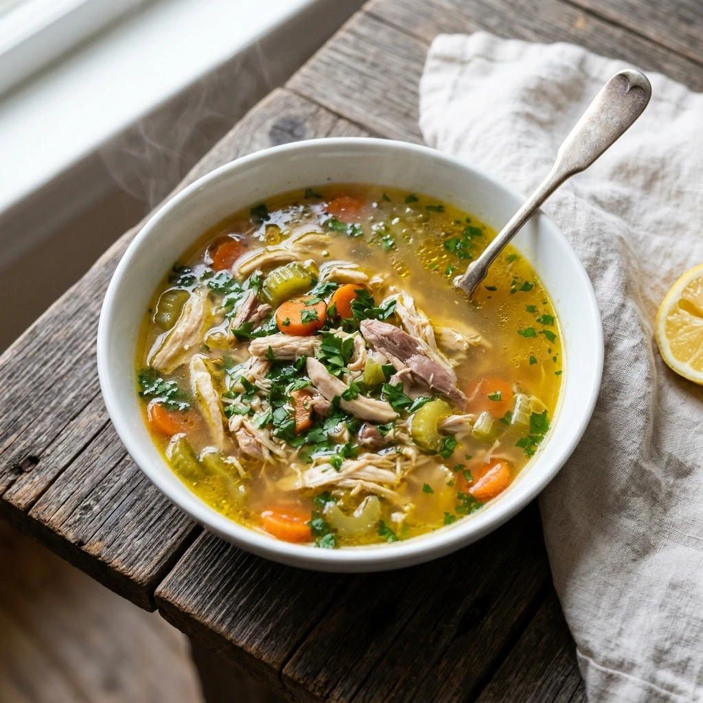 Easy Chicken Soup with Golden Broth and Tender Shredded Chicken