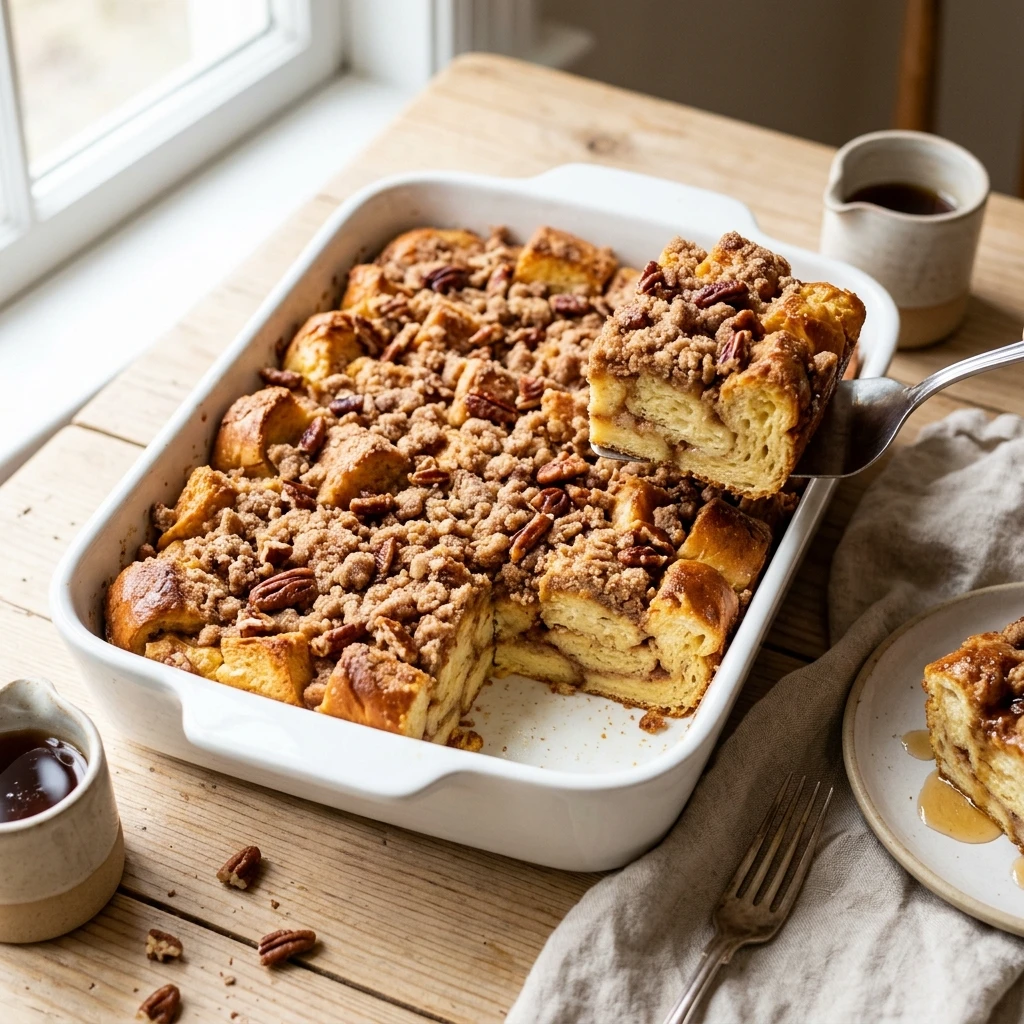 Overnight French Toast Casserole With a Crunchy Cinnamon Streusel
