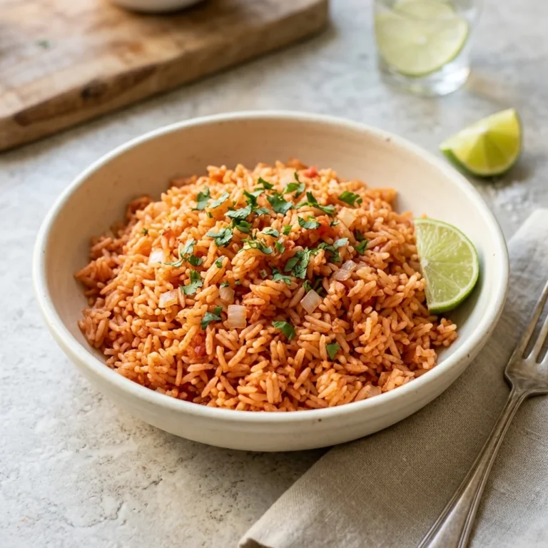 Fluffy Mexican rice with separate tomato-coated long-grain rice and cilantro.