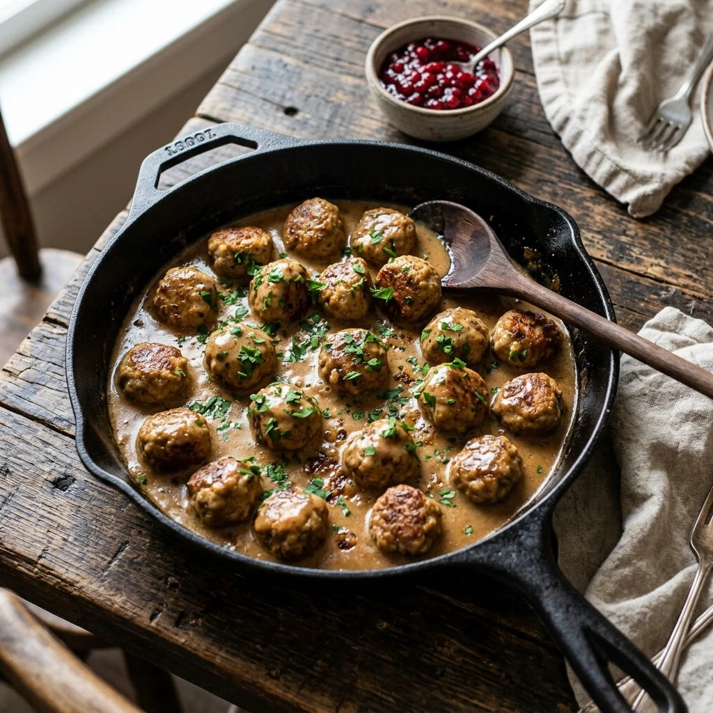 Easy Swedish Meatballs With Creamy Gravy in One Skillet